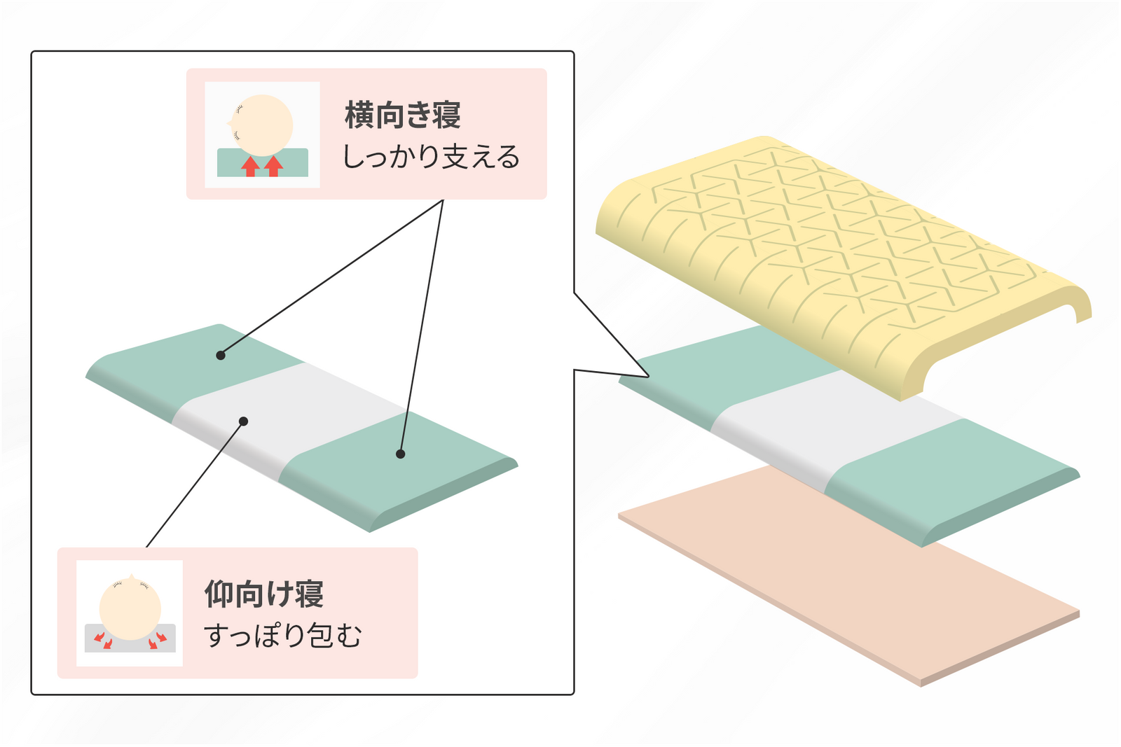 どんな寝姿勢でも
バランスよくフィット