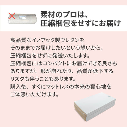 カラーフォームのファセットのライト三つ折りマットレスの梱包方法についてまとめた画像