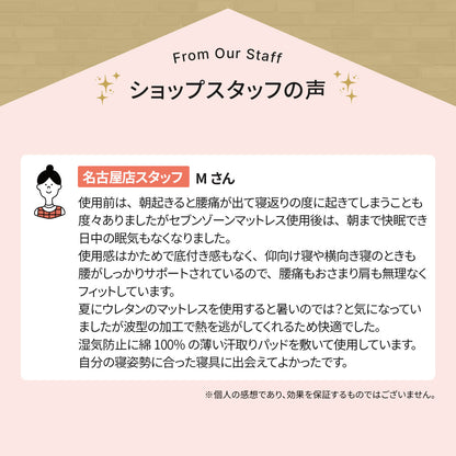 カラーフォームのセブンゾーンのマットレス三つ折りタイプのショップスタッフの声をまとめた画像